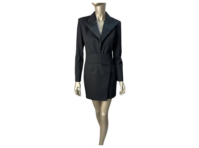 Alexandre Vauthier Crystal Embellished Black Blazer Bress Sz.40 pre-owned
