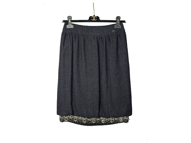 Timeless Chanel Tweed bestickter Rock Größe 36 Gebraucht