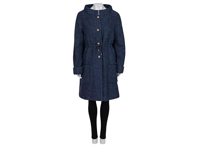 Timeless Chanel Blue Wool  Fall 2012 Collection  Coat SzFR40 Pre-owned