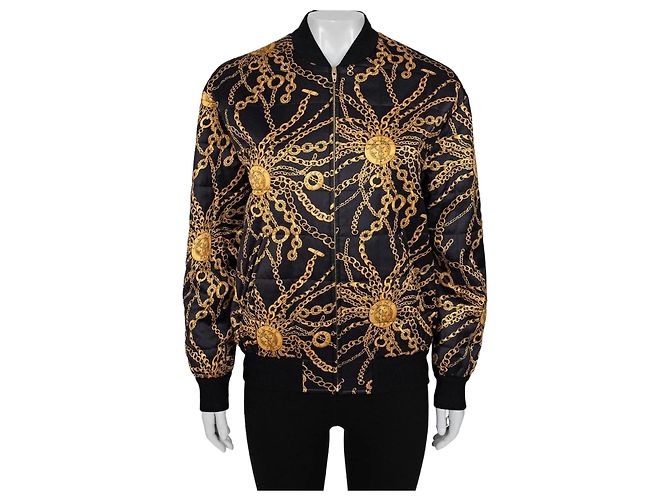 Céline Celine Schwarze Signature Print Bomberjacke - Größe S (FR36) Gebraucht