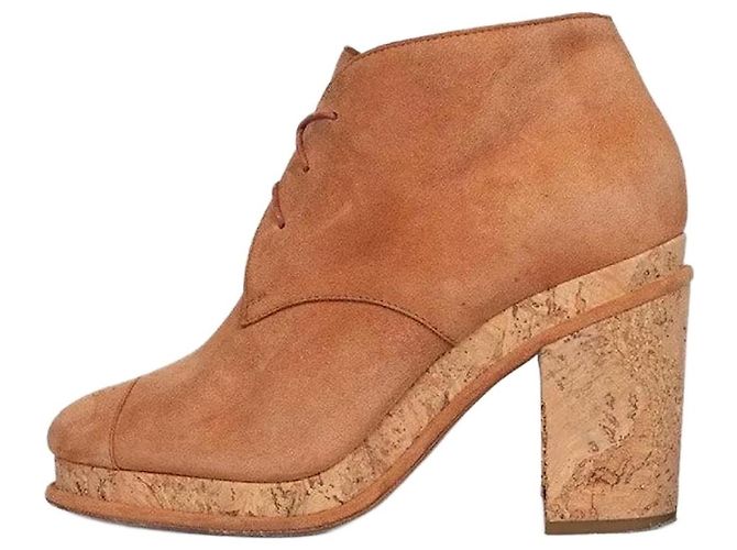 Timeless Chanel Brown Suede Lace-Up Ankle Boots - Size 39 Pre-owned