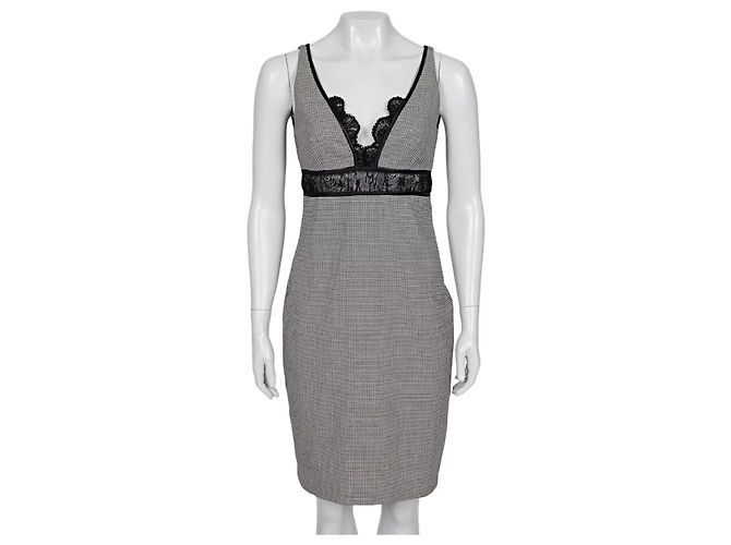 Roberto Cavalli Schwarz & Weiß Spitzen-Wollmischung Kleid Größe 42/M Gebraucht