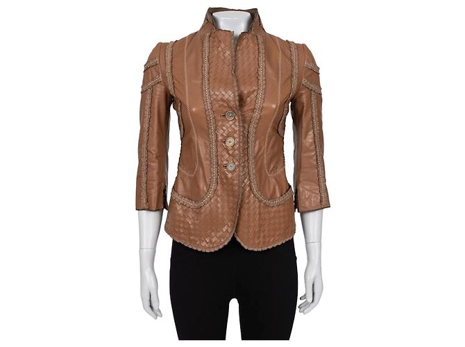 Bottega Veneta braune Lederjacke - Größe IT40 / S gebraucht