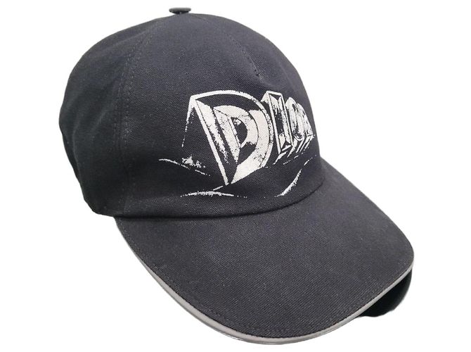 Dior Logo Print Black Cotton Baseball Cap - Size S Pre-owned