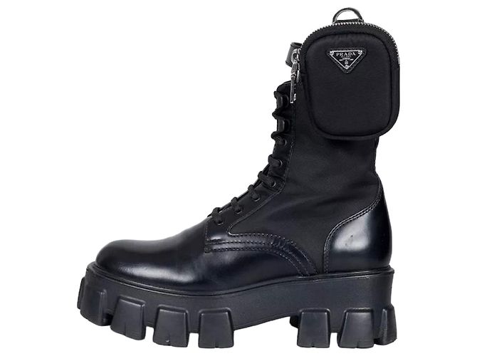 Prada Monolith schwarze Lederstiefel - EU 38 Gebraucht