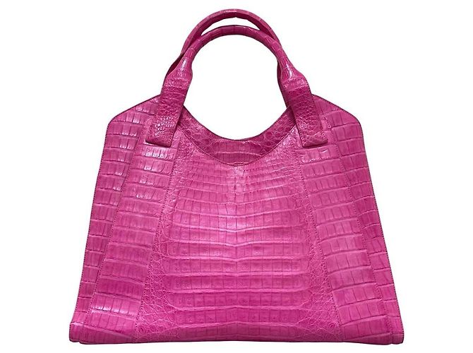 Borsa tote in agnello rosa Nancy Gonzalez usata