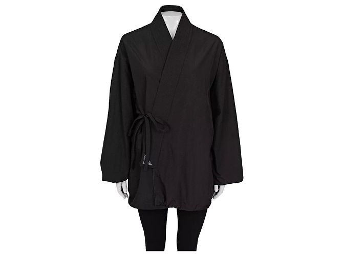 Balenciaga Black Polyamide Oversized Wrap Jacket Coat Sz. 34/XS pre-owned