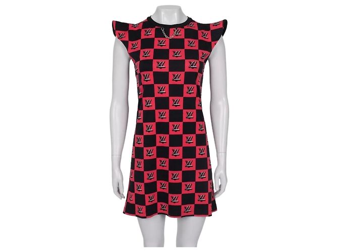 Louis Vuitton Monogram Karo Baumwollkleid - Größe XS Gebraucht