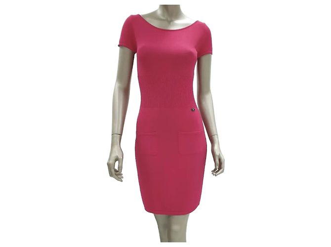 Chanel 2010 Rosa Strick-Midi-Kleid Gr. 36 Gebraucht