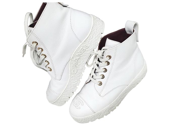 Chanel 2021 Interlocking CC Logo Combat Boots Sz.37 Pre-Owned