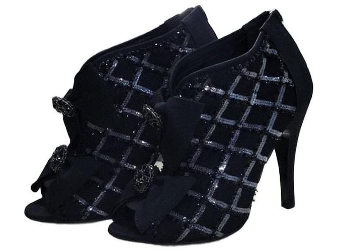 Chanel Multicolor Textile Open Boots Booties Sz.40 Pre-Owned
