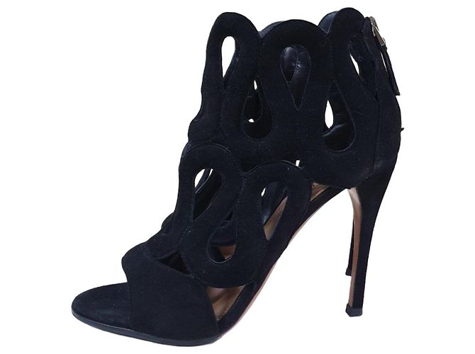Alaïa Sandalias de tacón de ante negro Alaia Talla 38,5 Pre-owned