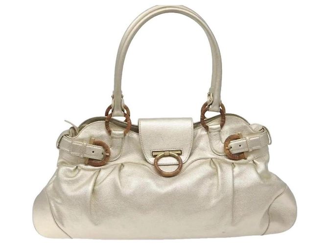 Borsa a mano Salvatore Ferragamo Sofia in pelle dorata D'oro