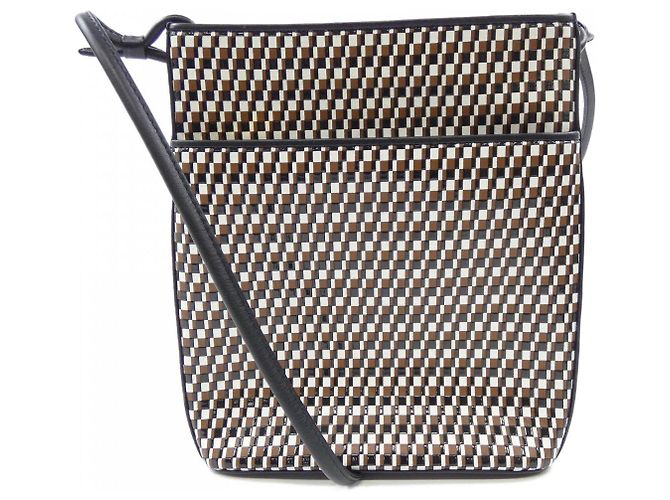 Autre Marque Borsa a spalla in pelle Indenya Marrone Nero Bianco