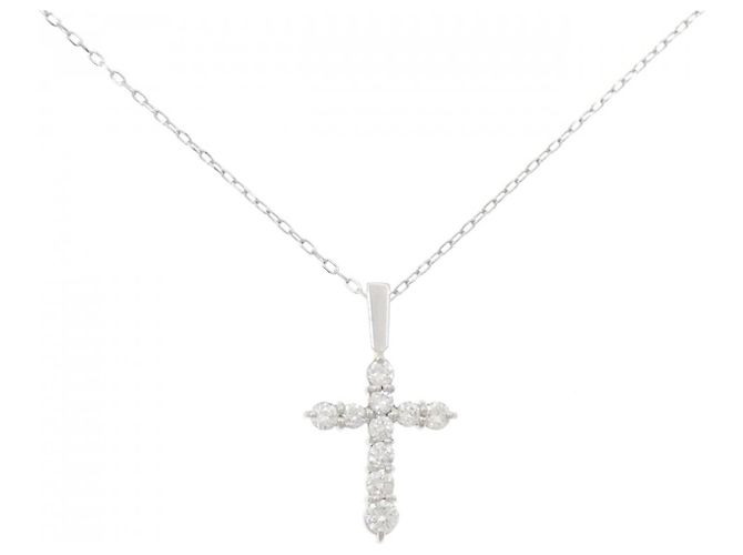 Autre Marque Collana a Croce con Diamanti in Platino Argento