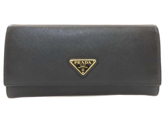 Prada Saffiano Leather Long Wallet Black