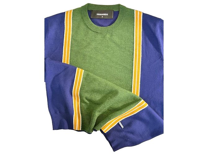 DSquared2 wool sweater with stripes Blue Green Yellow