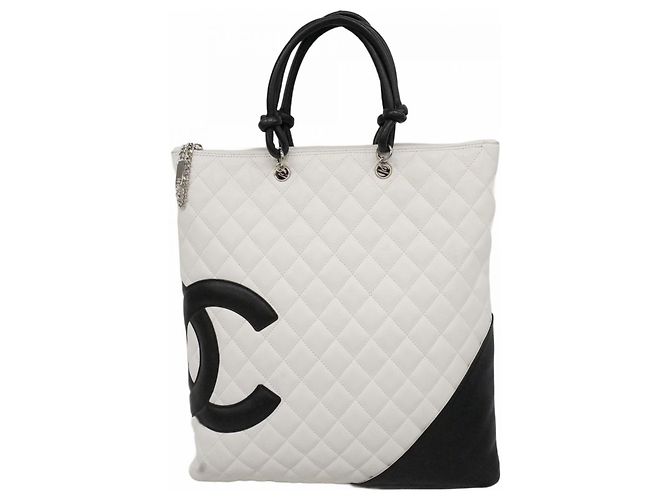 Chanel Cambon Lammleder Tote Bag Schwarz Weiß