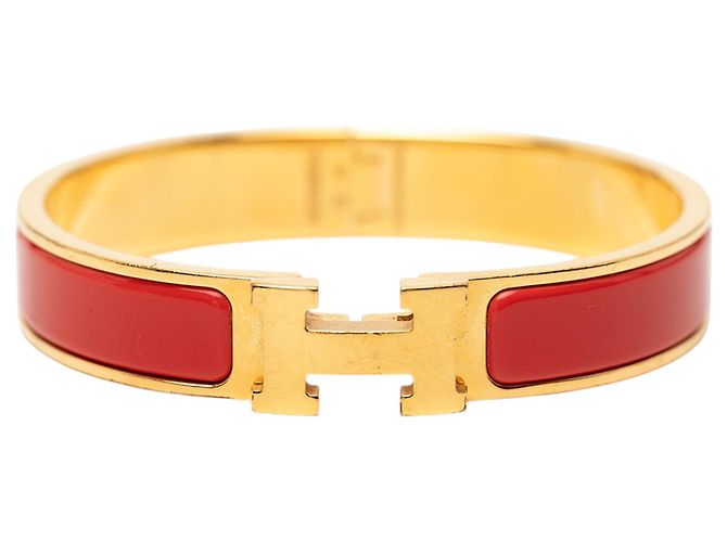 Hermès Rotes schmales Emaille Clic H Armband PM
