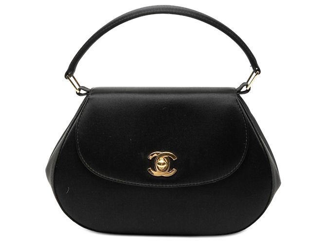 Chanel Bleu CC Sac à Main Satiné Bleu Marine