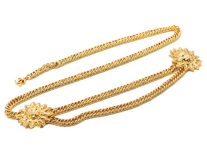 Chanel Gold CC vergoldeter Doppel-Sonnenkette Gürtel Golden