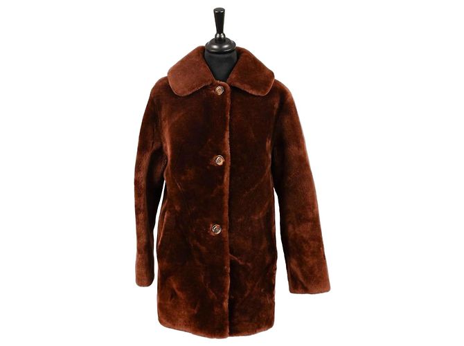 Prada Shearling Coat Chocolate Brown
