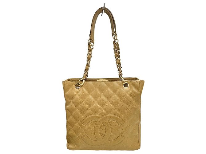 Bolsa Chanel PST Chain em couro bege