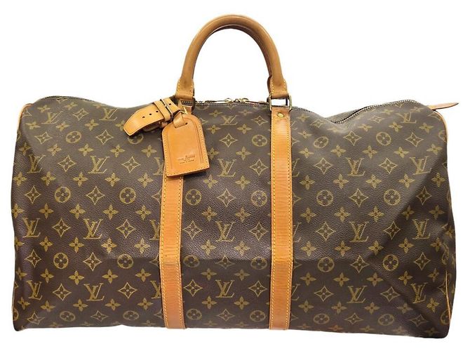 Louis Vuitton Keepall 55 Monogram Boston Bag Brown