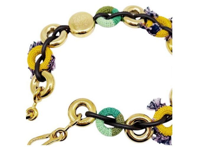 Loewe Donut Chain Strap Charm Golden Green Yellow
