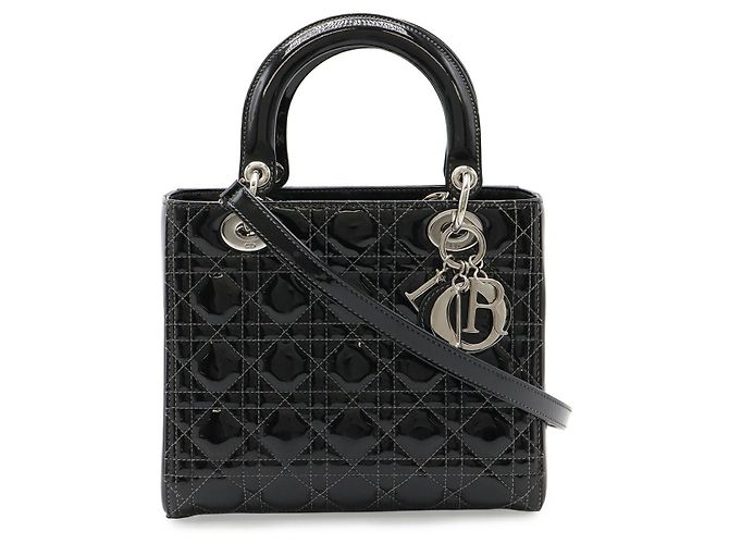 Sac à main Lady Dior en cuir verni Cannage