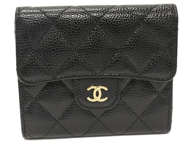 Carteira clássica Chanel pequena em caviar Preto