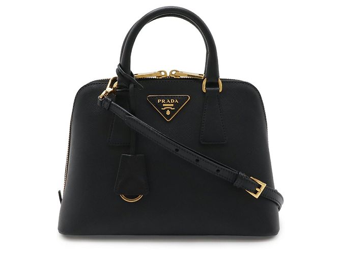 Bolsa de mão Prada em couro com logo triangular Promenade