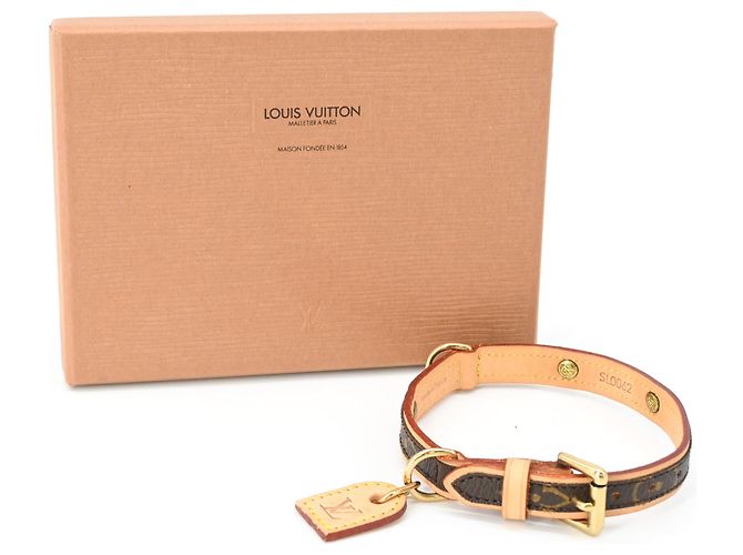 Collar para perro Louis Vuitton Monogram Collier Baxter PM Castaño Monograma