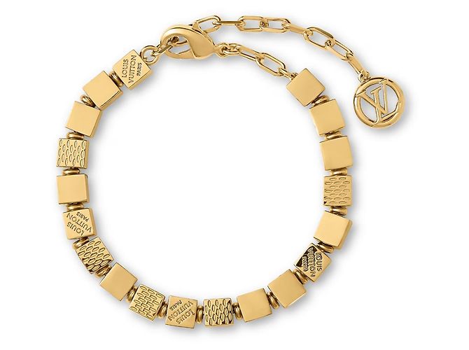 Pulsera Louis Vuitton Cube en metal dorado