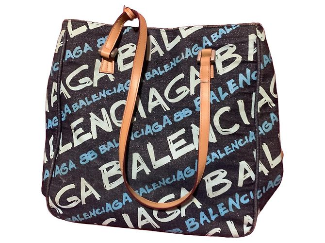 Borsa Balenciaga in denim blu