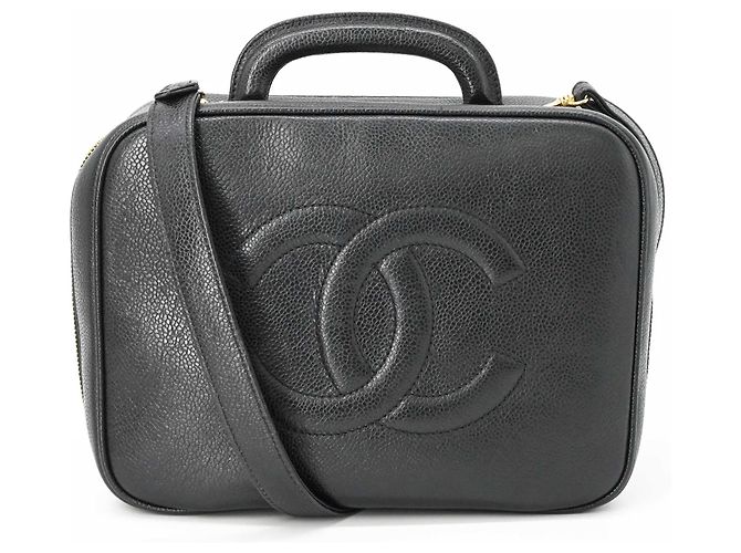 Borsa Vanity in Pelle Caviar Chanel Coco Mark Nero