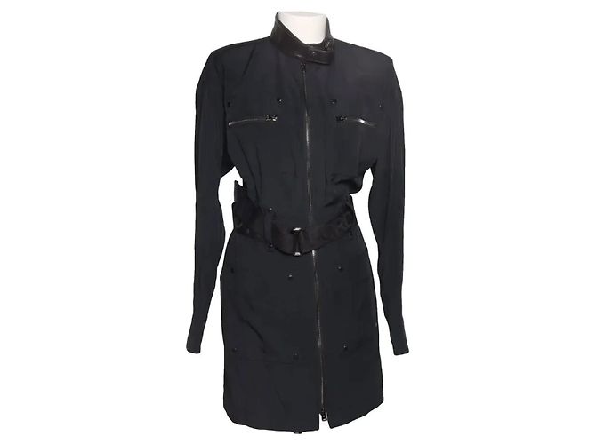 Tom Ford Kleid Schwarz mit Lederdetails 38IT