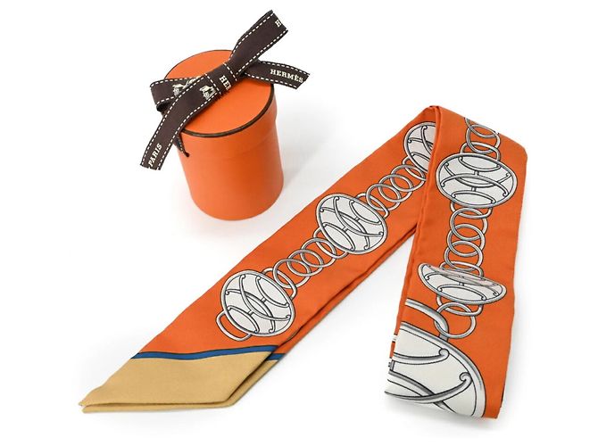 Lenço Perfil Lift Twilly Hermès Laranja