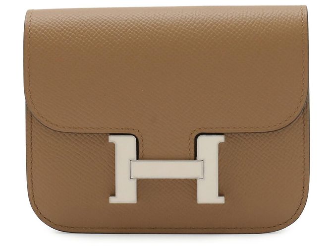 Portafoglio bi-fold Constance di Hermès Marrone Beige