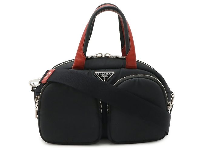 Sac à main Prada Triangle Mini Boston Black Red