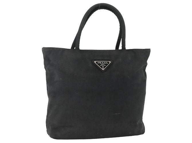 PRADA Borsa a mano in nylon nero argento Auth bs34325