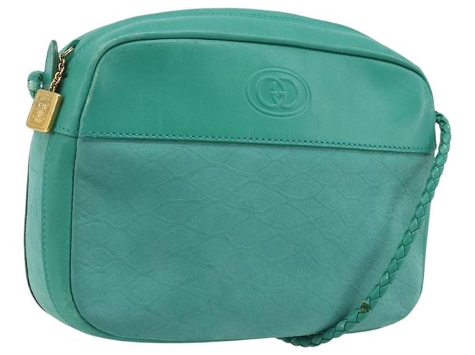 Sac à épaule GUCCI Suède Vert Or Auth BA11758A Doré