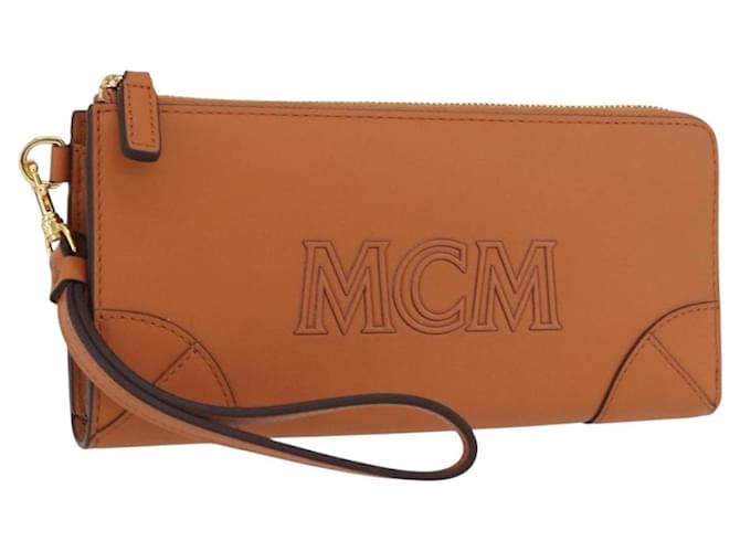 MCM Long Wallet Leather Brown Gold MYLDATA04 Auth SW2294V Golden 