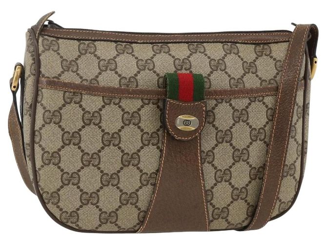 Borsa Sherry Line GG Supreme Web di GUCCI in PVC beige e oro 89 02 032 Auth BAZ577 D'oro