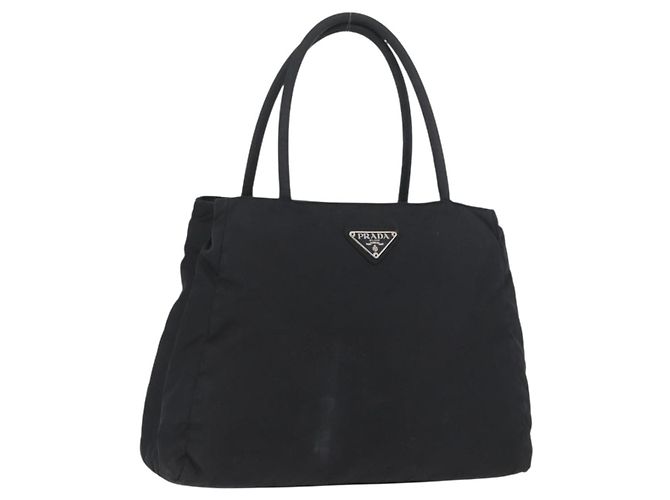 Prada Tote Bag aus schwarzem Nylon mit Silber authentisch am11121