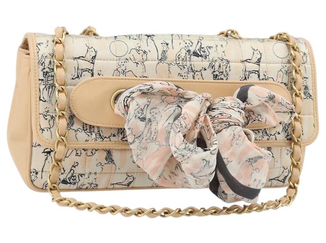 CHANEL Bolsa de Ombro Choco Bar com Corrente Satin Rosa Dourado CC Auth ARZ748SAV
