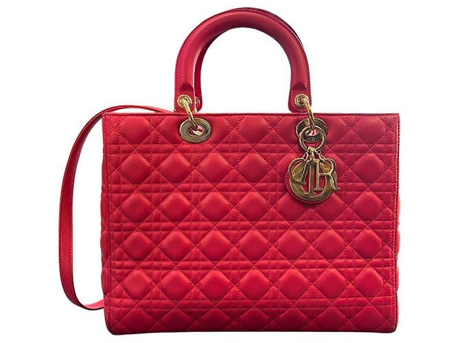 Lady Dior Large Pink Lambskin Handbag