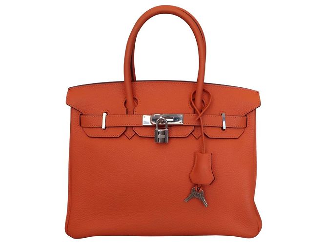 Sac à main Hermès Birkin orange Togo avec quincaillerie en palladium 30