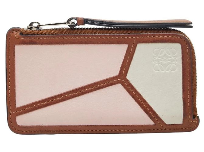 Loewe Anagram Puzzle Wallet/Coin Purse/Card Case Brown Pink White