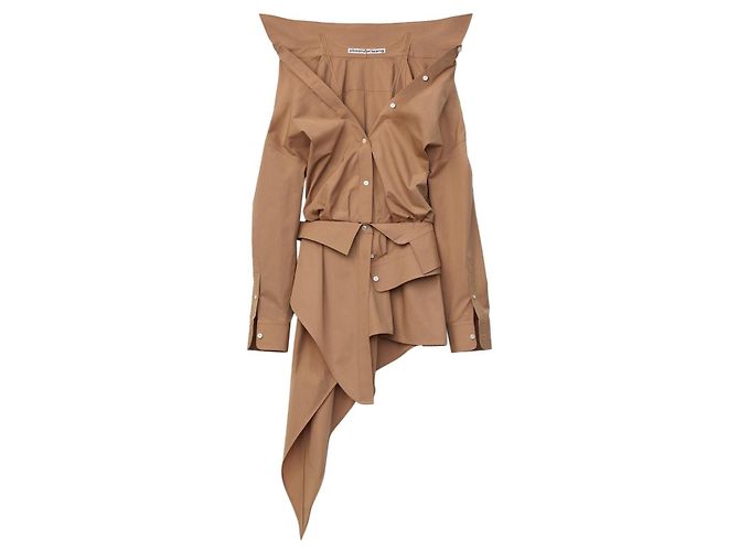 Alexander Wang Asymmetrisches Dekonstruiertes Hemdkleid Taupe